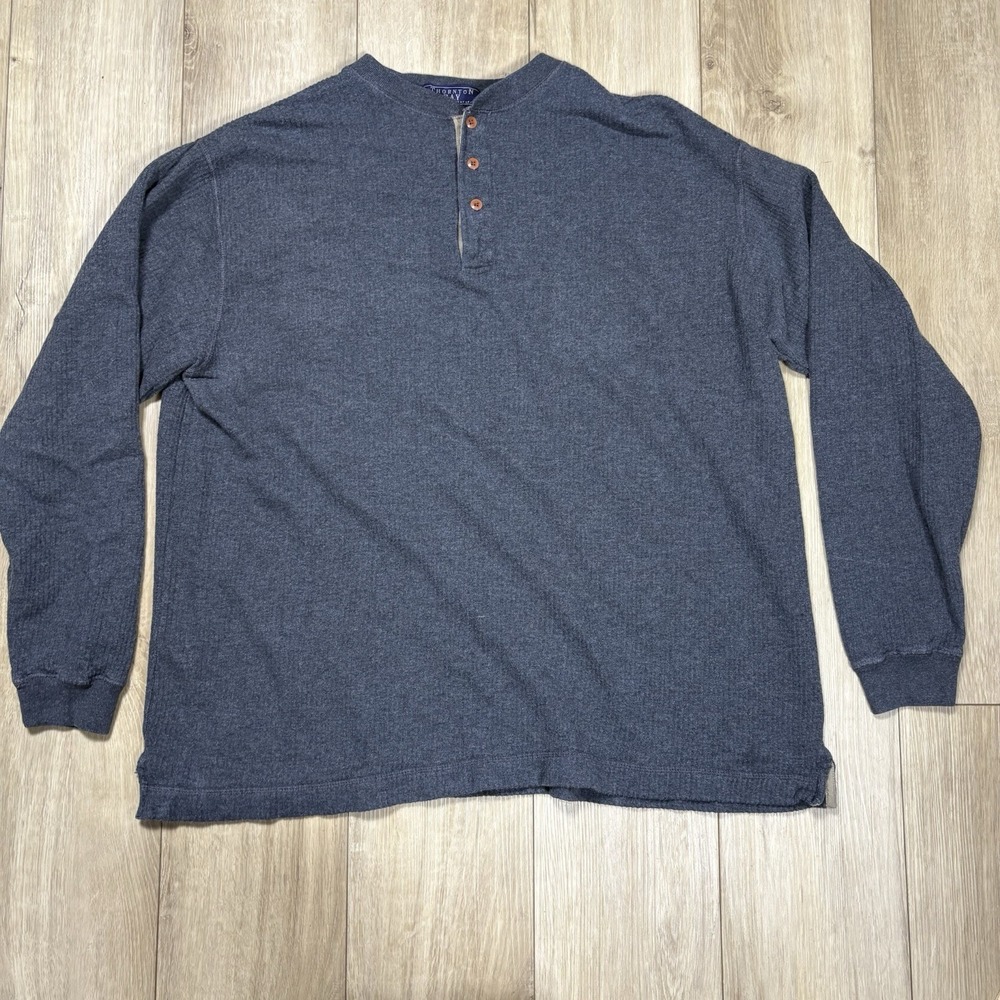 VTG Thornton Bay Men's XL Ribbed Henley Long Sleeve‎ Sweater 100% Cotton